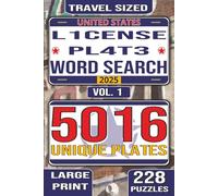 L1CENSE PL4T3 WORD SEARCH VOL. 1: Travel Sized, Large Print Word Searches Using 11 Common U.S. License Plate Formats! | 6x9 Inches, 118 Pages | 228 ... Gift For Holidays, Vacations, And Free Time.