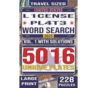 L1CENSE PL4T3 WORD SEARCH VOL. 1 WITH SOLUTIONS: Travel Sized, Large Print Word Searches Using 11 Common U.S. License Plate Formats! | 6x9 Inches, 232 ... & Gift For Holidays, Vacations, And Free Time