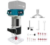 L1NXIXI Fresadora de batería para batería Makita 18 V, fresa multifunción de 800 W - 30.000 rev/min, 6 velocidades, fresa de borde sin escobillas de 6,35 mm de diámetro con 15 piezas de fresa de 1/4