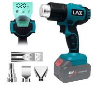 L1NXIXI Pistola de aire caliente con batería para Makita 18 V, 50 - 550 °C, pistola de calor manual con pantalla LCD digital, temperatura ajustable y control de aire con 4 boquillas de acero