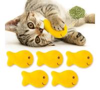L1rabe Goldfish Cracker - Juguetes de peluche de hierba gatera - Día de agradecimiento para gatos negros, juguetes divertidos para gatos, suministros amarillos para mascotas, herramientas de dentición