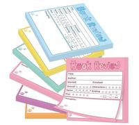 L1rabe Notas adhesivas para reseñas de libros, 6 unidades, para el regreso a clases, con diseño de gato colorido, rastreador de lectura para lectores amantes de los libros, 300 hojas de blocs de notas