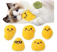 L1rabe Nuggets - Juguetes de hierba gatera, 5 unidades, lindos pepitas de pollo frito amarillas para interiores, suministros interactivos para gatos, juguetes para masticar y patear, juego divertido
