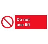 L31 - Lote de 5 carteles con texto en inglés "Do not use lift with prohibition" (300 x 100 mm)