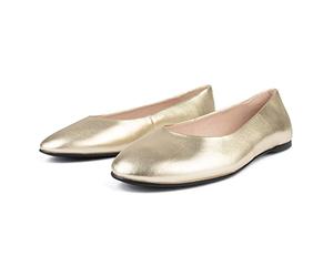 L37 HANDMADE SHOES Bailarinas I Piel Natural I Forro de Cuero I Zapatos Hechos a Mano I Cómodo y Elegante I Baby Come On I, Ballet Flat Mujer, Dorado, 39 EU