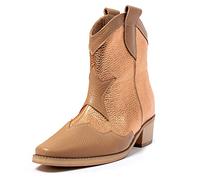 L37 HANDMADE SHOES Botas Vaquero Forro de Cuero I Zapatos Hechos a Mano I Sky Full of Stars I, Western Boot Mujer, Marrón Claro Dorado, 35 EU