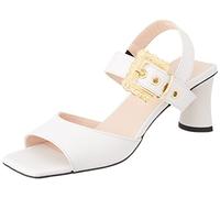 L37 HANDMADE SHOES Juegos de Selfish, Sandalia de tacón Mujer, Blanco, 40 EU