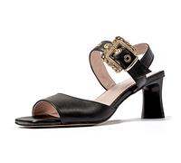L37 HANDMADE SHOES Juegos de Selfish, Sandalia de tacón Mujer, Negro, 36 EU