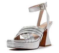 L37 HANDMADE SHOES Sandalias de tacón para mujer Late to Say Goodbye, plata, 35 EU