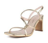 L37 HANDMADE SHOES Waiting 4 The Sun, Sandalia de tacón Mujer, Dorado, 40 EU