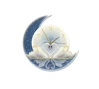 L3s9mPzVb4 Escultura para Colgar en la Pared Relojes de Pared creativos con Forma Cisne y Luna for decoración Sala Estar, Luminosa, luz cálida, Brillo Ajustable(Blue,40 * 85cm)