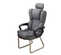 L3s9mPzVb4 Silla de Oficina Silla de Oficina en casa con Respaldo Alto, Silla recepción Lateral ejecutiva Suave Cuero PU Base Trineo Plateada, sin Ruedas(Grey)