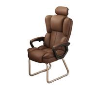 L3s9mPzVb4 Silla de Oficina Silla de Oficina en casa con Respaldo Alto, Silla recepción Lateral ejecutiva Suave Cuero PU Base Trineo Plateada, sin Ruedas(Bruin)