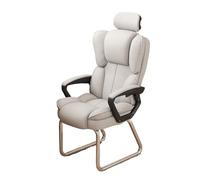 L3s9mPzVb4 Silla de Oficina Silla de Oficina en casa con Respaldo Alto, Silla recepción Lateral ejecutiva Suave Cuero PU Base Trineo Plateada, sin Ruedas(Blanco)