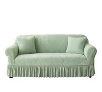 L6NqIAG 1/2/3/4 Seater Sofa Cover with Skirt Tree Leaves Jacquard Elastic All-Inclusive for Living Room Funda del sofá(Mint Green,M)