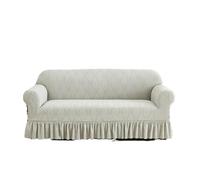 L6NqIAG 1PC Jacquard Sofa Cover with Skirt Can Be Easily Removed Couch Protector of Bench with Armrest Plant Pattern Funda del sofá(Light Grey,2 Seaters)