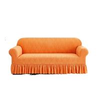L6NqIAG 1PC Jacquard Sofa Cover with Skirt Can Be Easily Removed Couch Protector of Bench with Armrest Plant Pattern Funda del sofá(Orange,4 Seaters)