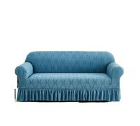 L6NqIAG 1PC Jacquard Sofa Cover with Skirt Can Be Easily Removed Couch Protector of Bench with Armrest Plant Pattern Funda del sofá(Blue,4 Seaters)