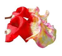 L6NqIAG Abanico de Danza del Vientre Abanico for Danza del Vientre, un par de abanicos extendidos, Hecho a Mano, Seda teñida Color, Abanico Baile(1Pair Type 6,Real Silk 150cm)