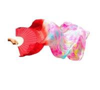 L6NqIAG Abanico de Danza del Vientre Abanico for Danza del Vientre, un par de abanicos extendidos, Hecho a Mano, Seda teñida Color, Abanico Baile(1PC Type 4,Real Silk 180cm)