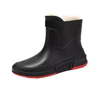L6NqIAG Botas de Agua Hombre Botas de lluvia for hombre, cálidas, no extraíbles, botas informales, zapatos trabajo for chefs, algodón(Black red,43 EU)