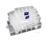 L6NqIAG Caja de plástico de 5 Piezas, Organizador de Joyas de 10 a 24 Rejillas, Caja de PP Transparente con Tornillos for Pastillas, Llaves y Monedas. Caja Organizadora de Tornillos