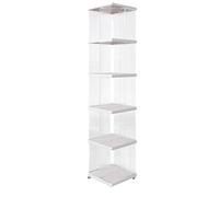 L6NqIAG Estantería Giratoria Libros Estantería giratoria y estantería de Almacenamiento Piso Transparente Libros con imágenes móvil Ruedas Varias Capas