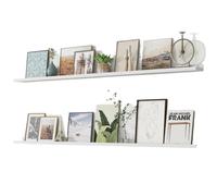 L6NqIAG Estantes De Pared Estantería con repisa for Fotos, Juego de 2 estantes flotantes, estanterías Grandes 48 Pulgadas Largo for Guardar Juguetes(White)