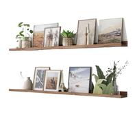 L6NqIAG Estantes De Pared Estantería con repisa for Fotos, Juego de 2 estantes flotantes, estanterías Grandes 48 Pulgadas Largo for Guardar Juguetes(Brown)
