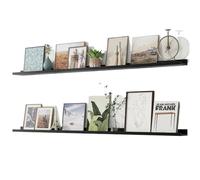 L6NqIAG Estantes De Pared Estantería con repisa for Fotos, Juego de 2 estantes flotantes, estanterías Grandes 48 Pulgadas Largo for Guardar Juguetes(Black)