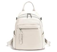 L6NqIAG Mochila de cuero para mujer Mochila de piel auténtica for mujer, multibolsillos, sencilla, for viaje, color verde lago