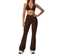 L6NqIAG Set de Yoga Mujer Traje de Yoga for Mujer, chándal, Conjunto Gimnasio, Sujetador Deportivo, Mallas Cintura Alta, Pantalones Cortos, Traje Fitness, Entrenamiento for Correr(Brown Set-5,L)