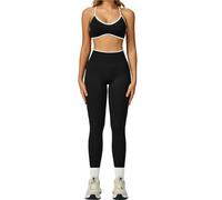 L6NqIAG Set de Yoga Mujer Traje de Yoga sin Costuras, Conjunto Deportivo 2 uds, Ropa Deportiva for Mujer, Sujetador, Mallas Cintura Alta, Pantalones Cortos, Equipo Gimnasio(White Black Set-4,S)