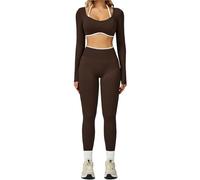 L6NqIAG Set de Yoga Mujer Traje de Yoga sin Costuras, Conjunto Deportivo 2 uds, Ropa Deportiva for Mujer, Sujetador, Mallas Cintura Alta, Pantalones Cortos, Equipo Gimnasio(White Coffee Set-6,S)