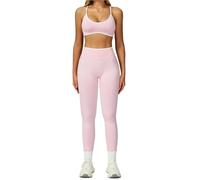 L6NqIAG Set de Yoga Mujer Traje de Yoga sin Costuras, Conjunto Deportivo 2 uds, Ropa Deportiva for Mujer, Sujetador, Mallas Cintura Alta, Pantalones Cortos, Equipo Gimnasio(White Pink Set-4,M)