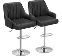 L6NqIAG Sillas Bar Juego de 2 taburetes Bar, Ajustables, Altura for mostrador con Respaldo y Brazo, Isla Cocina(Black)