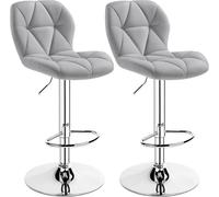 L6NqIAG Sillas Bar Juego de 2 taburetes Bar, con Respaldo, Altos giratorios Altura Ajustable, Cuero sintético Moderno(Light Gray)
