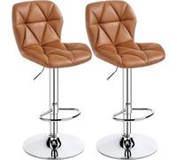 L6NqIAG Sillas Bar Juego de 2 taburetes Bar, con Respaldo, Altos giratorios Altura Ajustable, Cuero sintético Moderno(Retro Brown)