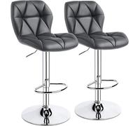 L6NqIAG Sillas Bar Juego de 2 taburetes Bar, con Respaldo, Altos giratorios Altura Ajustable, Cuero sintético Moderno(Grey)