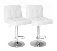 L6NqIAG Sillas Bar Juego de 2 taburetes Bar Cuero PU,Taburetes tapizados con Altura mostrador(White)