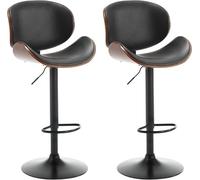 L6NqIAG Sillas Bar Juego de 2 taburetes Bar giratorios Altura Ajustable, sillas tapizadas Cuero PU con reposapiés, Taburete Madera Curvada for Cocina(Black)