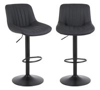 L6NqIAG Sillas Bar Juego de 2 taburetes Bar, giratorios Altura con Respaldo, sillas Ajustables Piel sintética/Gamuza(BlackLeather-Set of2)