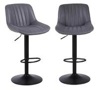 L6NqIAG Sillas Bar Juego de 2 taburetes Bar, giratorios Altura con Respaldo, sillas Ajustables Piel sintética/Gamuza(Grey Suede-Set of 2)