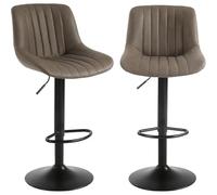 L6NqIAG Sillas Bar Juego de 2 taburetes Bar, giratorios Altura con Respaldo, sillas Ajustables Piel sintética/Gamuza(Brown Suede-Set of 2)