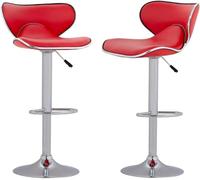 L6NqIAG Sillas Bar Juego de 2 taburetes Bar, sillas Ajustables en Altura con Respaldo, giratorios Cuero PU(Red)