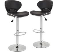 L6NqIAG Sillas Bar Juego de 2 taburetes Bar, sillas Ajustables en Altura con Respaldo, giratorios Cuero PU(Black)