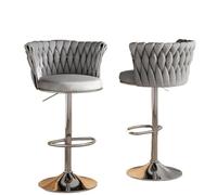 L6NqIAG Sillas Bar Juego de 2 taburetes Bar Terciopelo, sillas Ajustables for Isla Cocina, giratorios, tapizadas sin Brazos con Respaldo y reposapiés