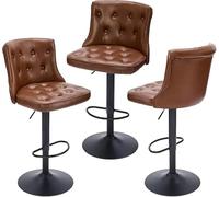 L6NqIAG Sillas Bar Juego de 3 taburetes Bar, giratorios Ajustables con Respaldo, Vintage Altura for Cocina(Brown 3PCS)