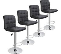 L6NqIAG Sillas Bar Juego De 4 Taburetes Bar Giratorios Ajustables, Cocina Cuero PU Modernos, Taburete con Respaldo Cuadrado