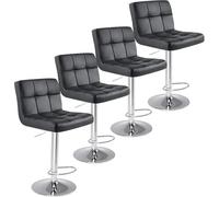 L6NqIAG Sillas Bar Juego De 4 Taburetes Bar, Giratorios Ajustables Cuero PU, Hidráulicos Sin Brazos con Altura For Mostrador Cocina, Color Negro